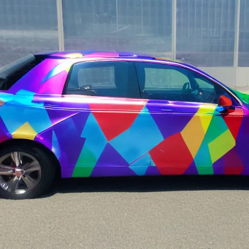 Prompt: shiny car wrap design inspired by Jeff Koons