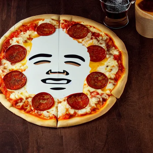 Prompt: human head pizza