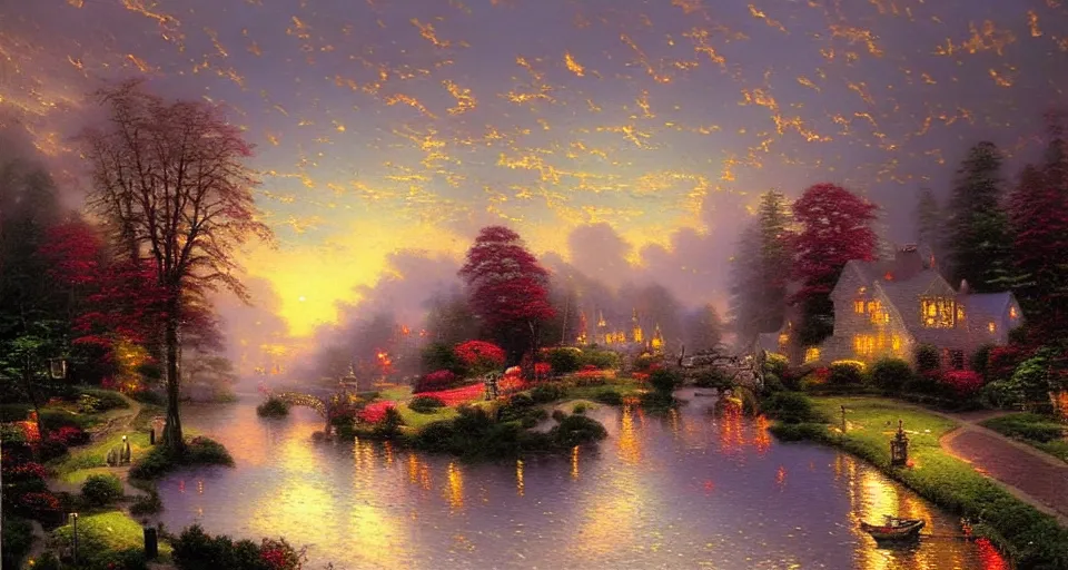 Prompt: the best painting ever by Thomas kinkade, atmospheric, breathtaking