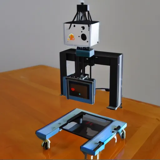 Prompt: 3 d printer pancake robot