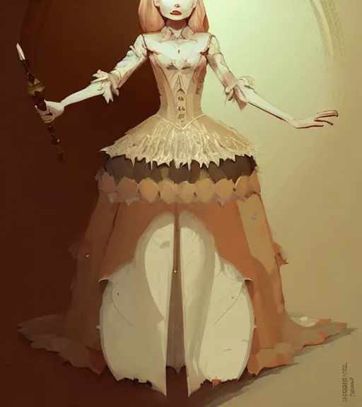 Prompt: portrait of a baroque dress design inspired by pumpkin from fantasy world for queen by atey ghailan, by greg rutkowski, by greg tocchini, by james gilleard, by joe fenton, by kaethe butcher, dynamic lighting, gradient light blue, brown, blonde cream and white color scheme, grunge aesthetic