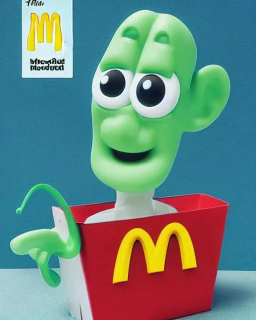 Image similar to photograph of a handsome squidward mcdonalds happy meal toy