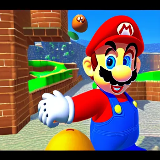 Prompt: VR screenshot of Super Mario 64