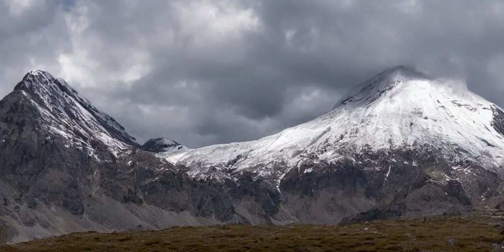 Image similar to a mountain floats in the clouds and shines brightly