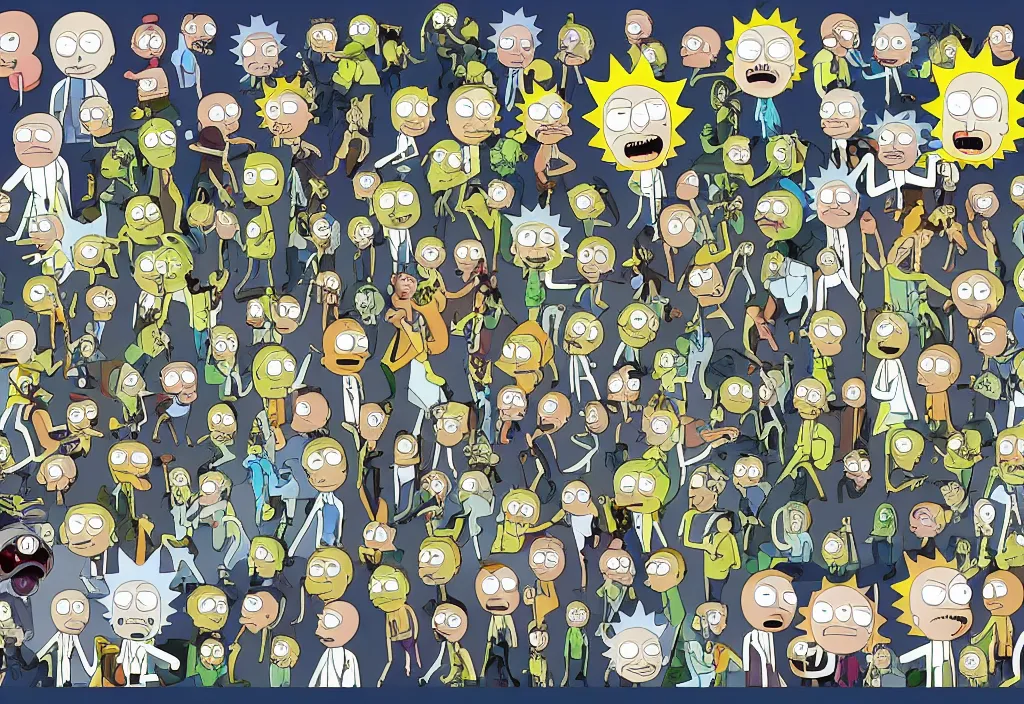 Prompt: A sticker pack of Rick and Morty, digital art, vector image, illustrator, 8k resolution