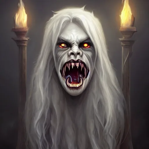 Prompt: a roaring ghost, scary, pale - skinned, illustration, cinematic lighting, 8 k, d & d, frostbite 3 engine, artstation, intricate, digital art, crepuscular ray, art by anne stokes, alexandros pyromallis, wes benscoter