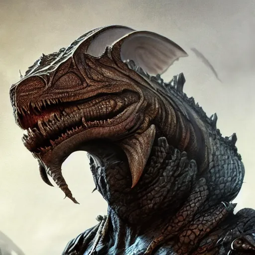 Prompt: hyperrealistic mixed media image of argonian elder scrolls, stunning 3 d render inspired art by greg rutkowski and xiang duan and thomas eakes, perfect facial symmetry, flesh texture, realistic, highly detailed attributes and atmosphere, dim volumetric cinematic lighting, 8 k octane detailed render, post - processing, masterpiece,