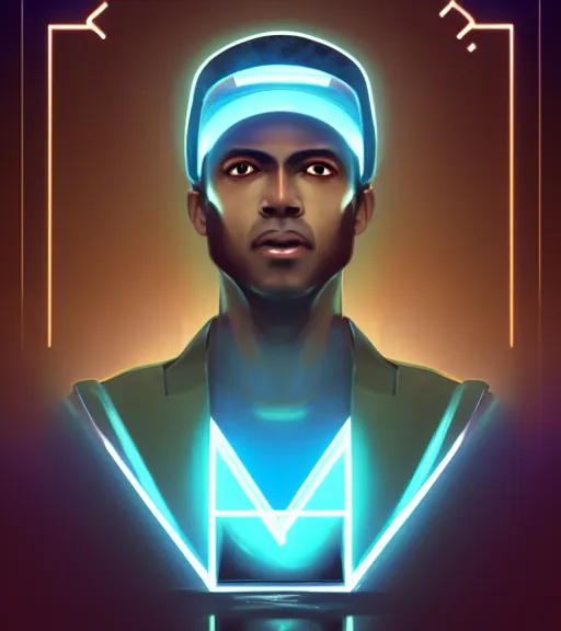 Image similar to symmetry!! egyptian prince of technology, solid cube of light, hard edges, product render retro - futuristic poster scifi, lasers and neon circuits, brown skin man egyptian prince, intricate, elegant, highly detailed, digital painting, artstation, concept art, smooth, sharp focus, illustration, dreamlike, art by artgerm