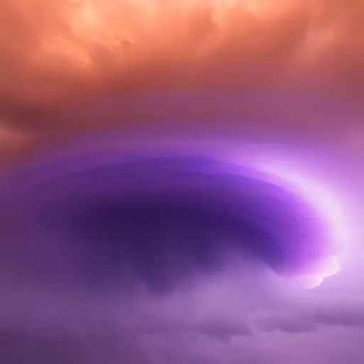 Prompt: amazing photo of purple clouds in the shape of a tornado by marc adamus, digital art, digital art, beautiful dramatic lighting