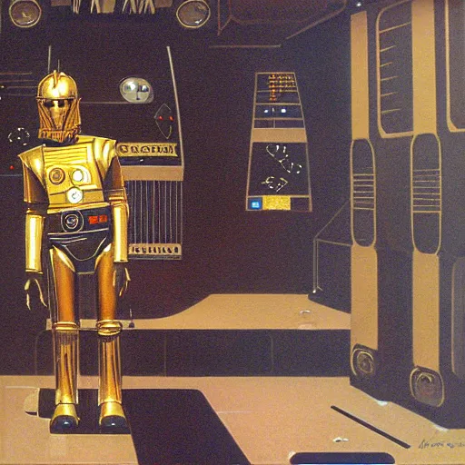 Image similar to painting of c - 3 p 0 by ralph macquarrie