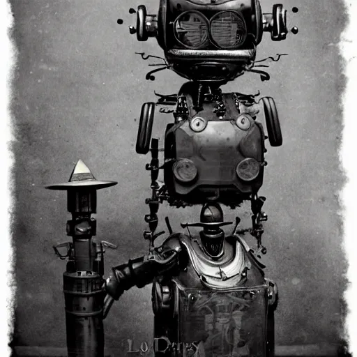 Image similar to portraits of steampunk robots by Louis Daguerre