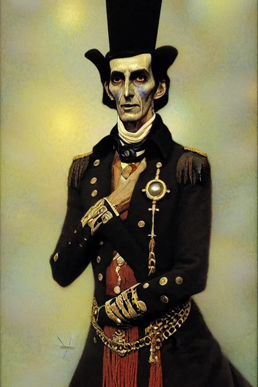 Image similar to occult art portrait of simon bolivar by wayne barlowe, gustav moreau, goward,  Gaston Bussiere and roberto ferri, santiago caruso, and austin osman spare