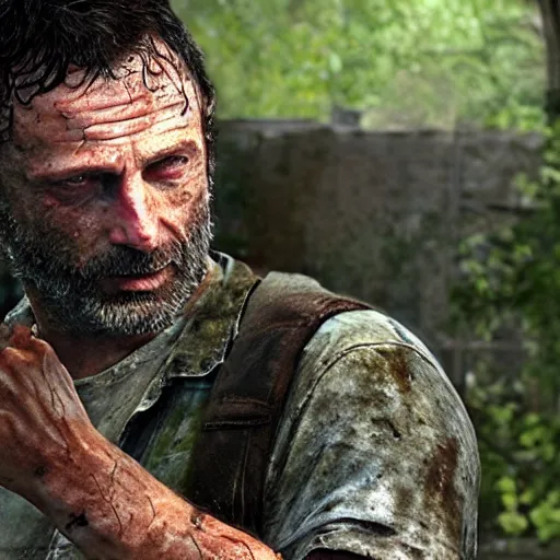 Prompt: Andrew Lincoln as Joel in The Last of Us
