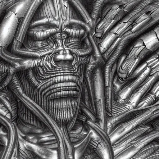 Image similar to HYPER REALISTIC VFX SIMULATION of one of H.R GIGER'S works