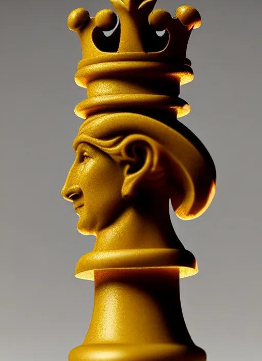 Image similar to ( queen chess piece, by michelangelo buonarroti, sharpfocus, photorealism, soft diffuse autumn lights, some sun light ray, dark room wall, canon 5 d 5 0 mm lens