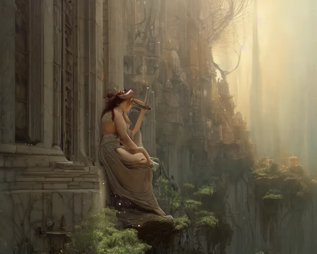 Image similar to medium shot, disney concept artists, blunt borders, rule of thirds, by jaime jones, tom bagshaw, lawrence alma - tadema, greg rutkowski, deviantart contest winner, fantasy art, intricate, elegant, highly detailed, 8 k, digital painting, concept art, sharp focus, illustration, golden ratio, mythological, ultra realistic, cinematic lighting, maximalist