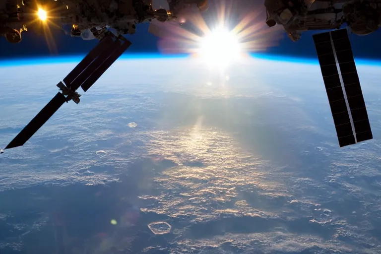 Image similar to photo of sun on earth horizon from the international space station