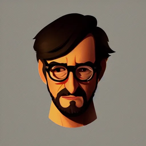 Image similar to face icon stylized minimalist steven spielberg, loftis, cory behance hd by jesper ejsing, by rhads, makoto shinkai and lois van baarle, ilya kuvshinov, rossdraws global illumination