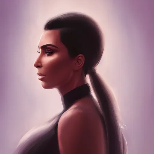 Image similar to “ portrait of kim kardashian by greg rutkowski, young, attractive, highly detailed portrait, scifi, digital painting, artstation, concept art, smooth, sharp foccus ilustration, artstation hq ”