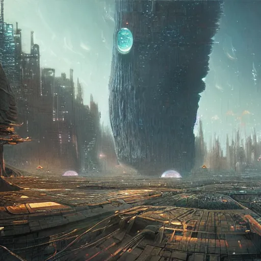 Image similar to the cybernetic asteroid city, technological phenomenon, by zdzisław beksinski, greg rutkowski, and j. g. quintel, futurecore, 5 mm hyperdetailed digital art by jan urschel and neil blevins and tony diterlizzi, and cyberpunk