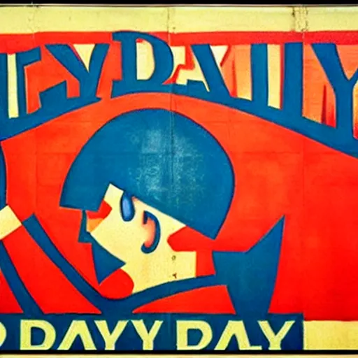 Image similar to the word daily!!!!!!!!!!!!!!!!!!!!!!!! depicted in a ( ( ( ( ( socialist ) ) ) ) ) ( ( ( ( ( ( realist ) ) ) ) ) mural