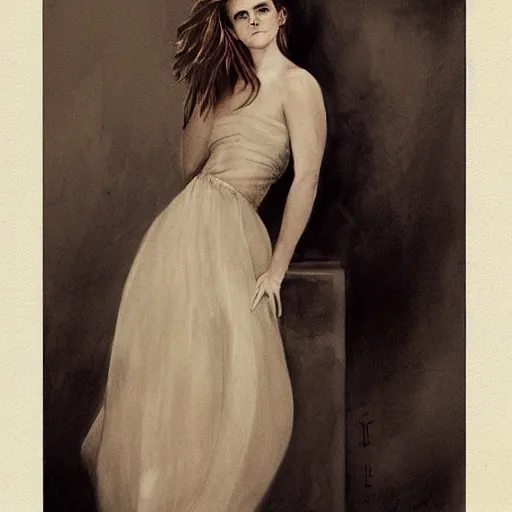 Image similar to emma watson, full body, by jean - baptiste monge