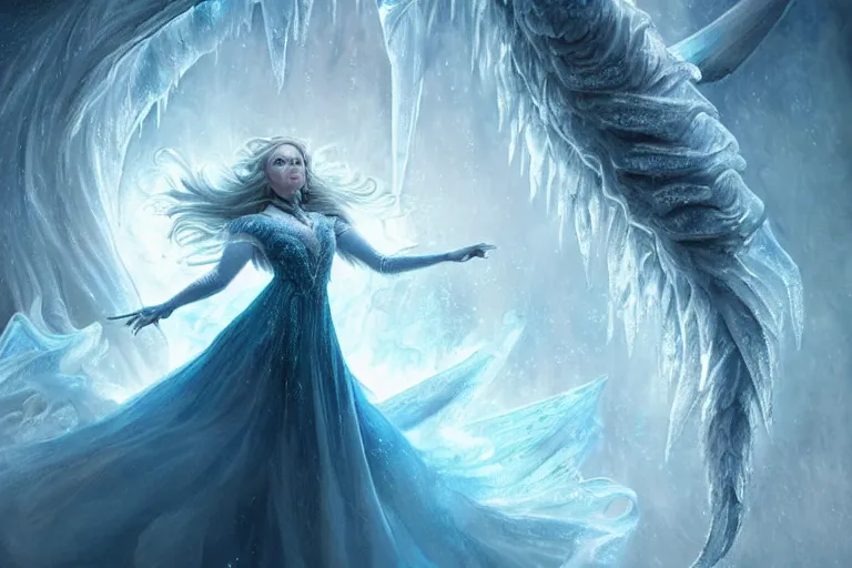 Image similar to Majestic beautiful young female ice goddess!! fighting a beautiful evil fire goddess!! intricate, epic, elegant, menacing, fantasy, highly detailed, digital painting, hard focus, beautiful volumetric lighting, epic light, ultra detailed, souls, smoke, icicle, frozen by Leesha Hannigan, Ross Tran, Thierry Doizon, Kai Carpenter, Ignacio Fernández Ríos