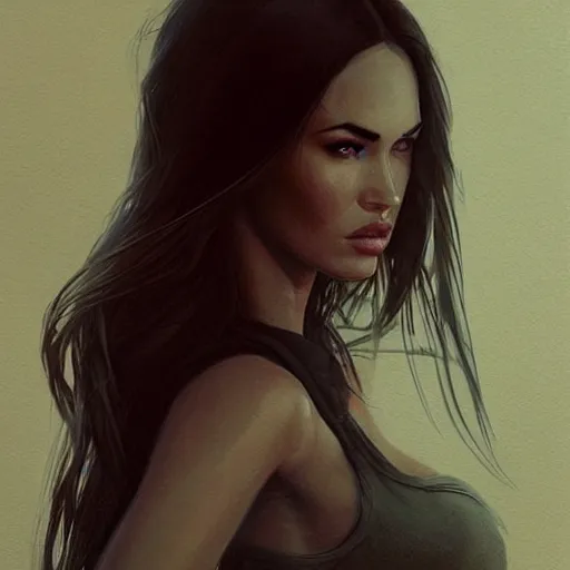 Image similar to “ portrait of megan fox by greg rutkowski, young, attractive, highly detailed portrait, scifi, digital painting, artstation, concept art, smooth, sharp foccus ilustration, artstation hq ”