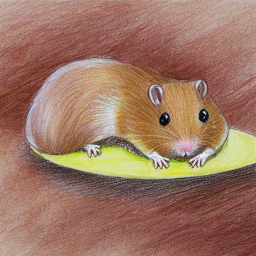 Prompt: light brown hamster baking cookies, colorful drawing, pencil