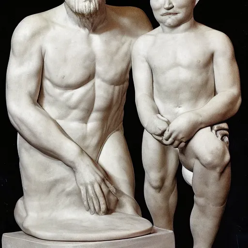 Image similar to conan o'brien and andy richter, by auguste rodin, marble