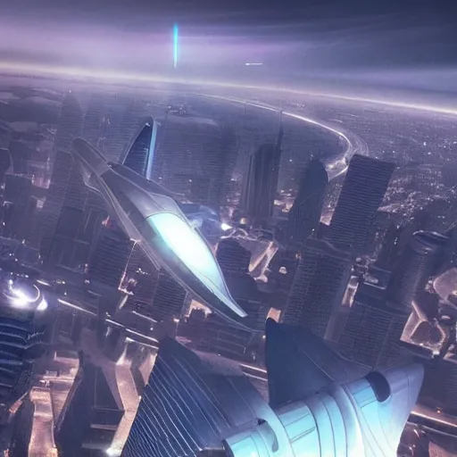 Image similar to a 1960s photograph of a giant spaceship flying over a city, dramatic lighting, cinematic, establishing shot, extremely high detail, foto realistic, cinematic lighting, post processed, concept art, high details, cinematic, 8k resolution, beautiful detailed, photorealistic, digital painting, artstation, concept art, smooth, sharp focus, artstation trending, octane render, unreal engine