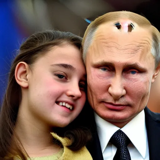 Prompt: putin teams up with a mysterious teenage girl from his dreams who can travel across multiverses