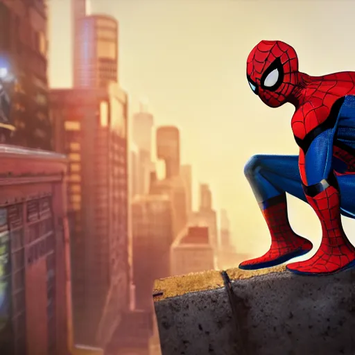 Image similar to spider - man sit on the raccoon and eating donuts, concept art, trending on artstation, highly detailed, intricate, sharp focus, digital art, 8 k