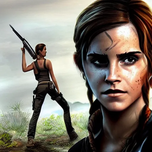 Prompt: Emma Watson as Lara Croft, concept art, highly-detailed, stunning