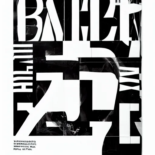 Image similar to black on white editorial typography cover for balenciaga in style of david rudnick, y 2 k