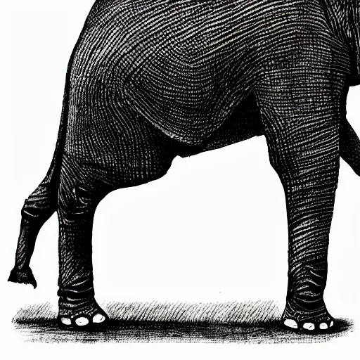 Image similar to pen drawing of an elephant standing on hundreds of isosceles triangles