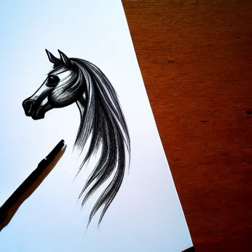 Prompt: fancy looking pony, drawn with a black 0. 3 mm fineliner on a white paper