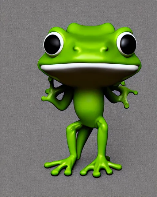 Image similar to full body 3d render of Frog as a funko pop, studio lighting, white background, blender, trending on artstation, 8k, highly detailed