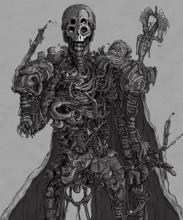 Image similar to a undead cyborg knight / necromancer in the style of studio ghibli in the style of junji ito trending on artstation deviantart pinterest furaffinity detailed realistic hd 8 k high resolution