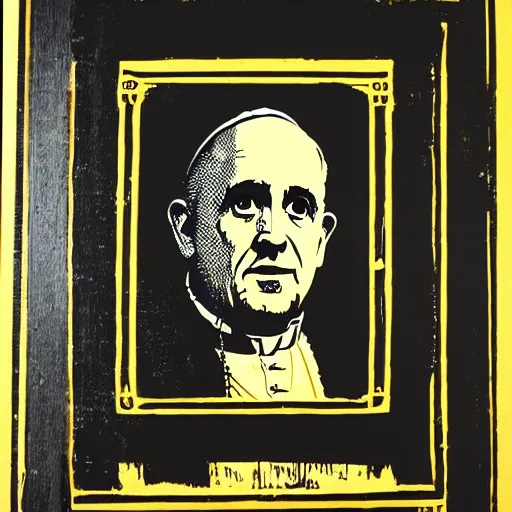 Image similar to individual pope innocent x silk screen portrait banksy style