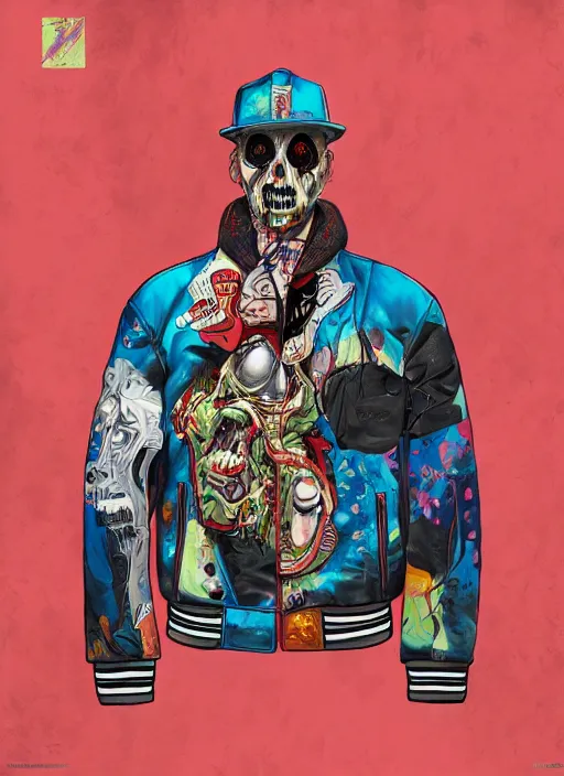 Prompt: zombie leather jacket full body hiphop streetwear drip, tristan eaton, victo ngai, artgerm, rhads, ross draws