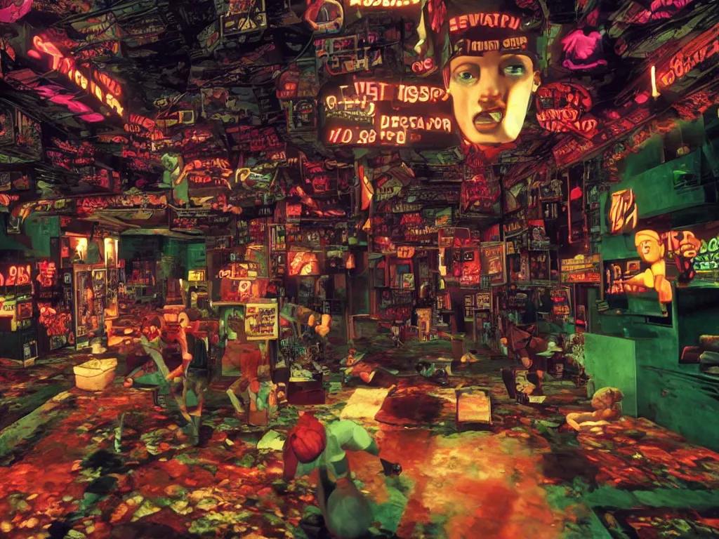 Image similar to Enter the Void by Gaspar Noe as a third person PS1 game