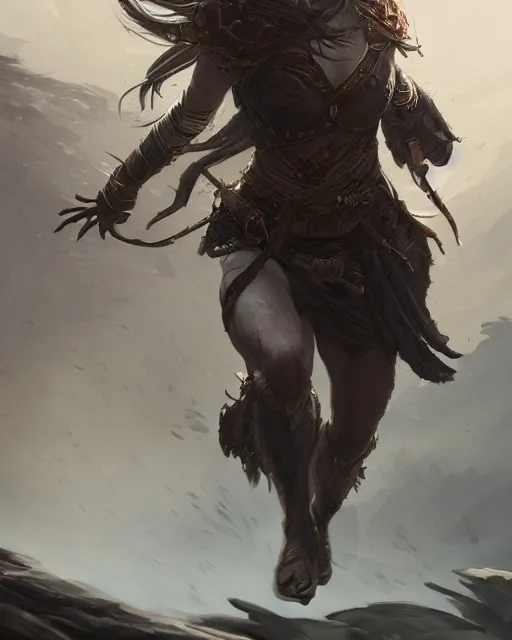 Prompt: A beautiful warrior running, D&D, beautiful face, highly detailed face, fantasy art, female art, in the style of greg rutkowski, illustration, epic, fantasy, intricate, hyper detailed, artstation, concept art, smooth, sharp focus, ray tracing