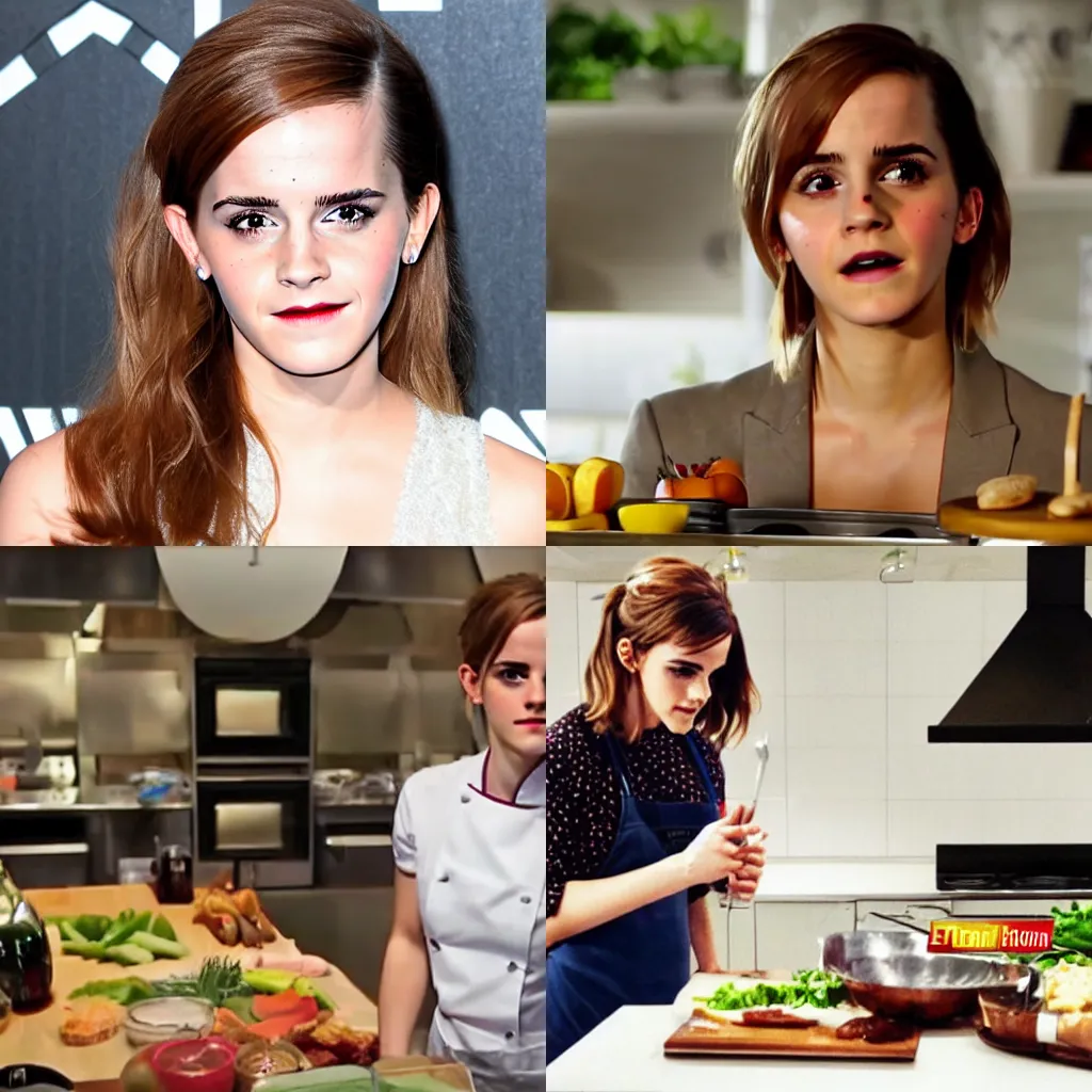 Prompt: emma watson as a youtube chef