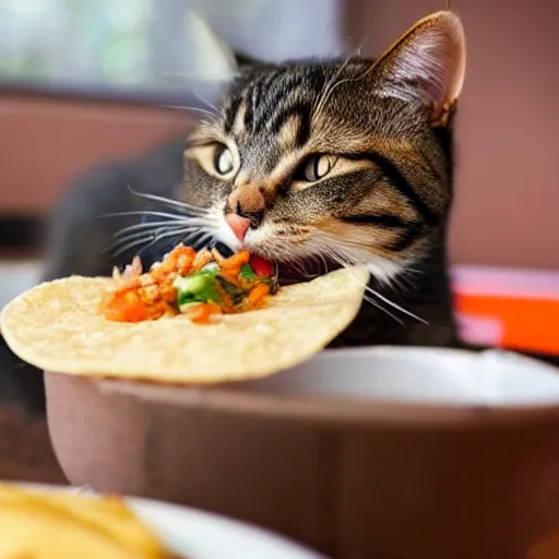 Image similar to a cat eating a taco