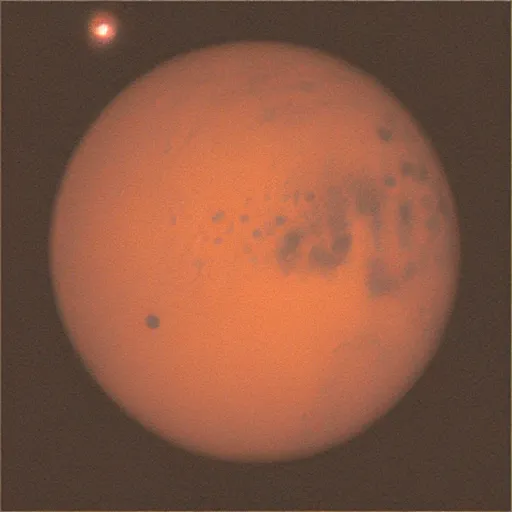 Image similar to a photo of mars taken by a telescope from earth