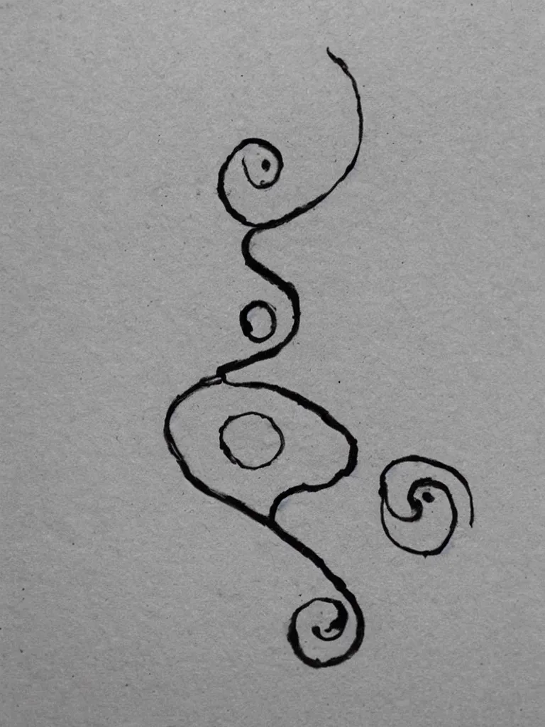 Prompt: a single line of ink art of an acorn that turns into a tree in the shape of a treble clef with a bit of shading, rustic and very simple