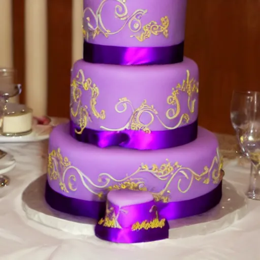 Prompt: purple wedding cake inspired by tangled