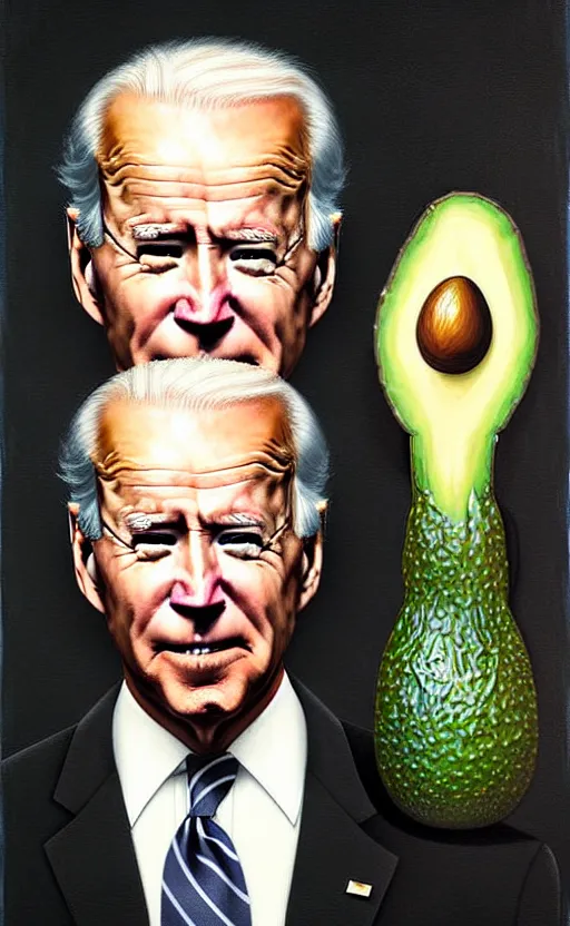 Image similar to joe biden as a avocado painting by chiara bautista, beksinski and norman rockwell and greg rutkowski weta studio, tom bagshaw and lucasfilm