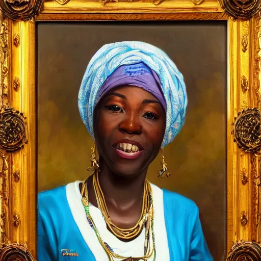Prompt: portrait of a cameroonian woman ( 3 5 ) from cameroon, an oil painting by ross tran and thomas kincade